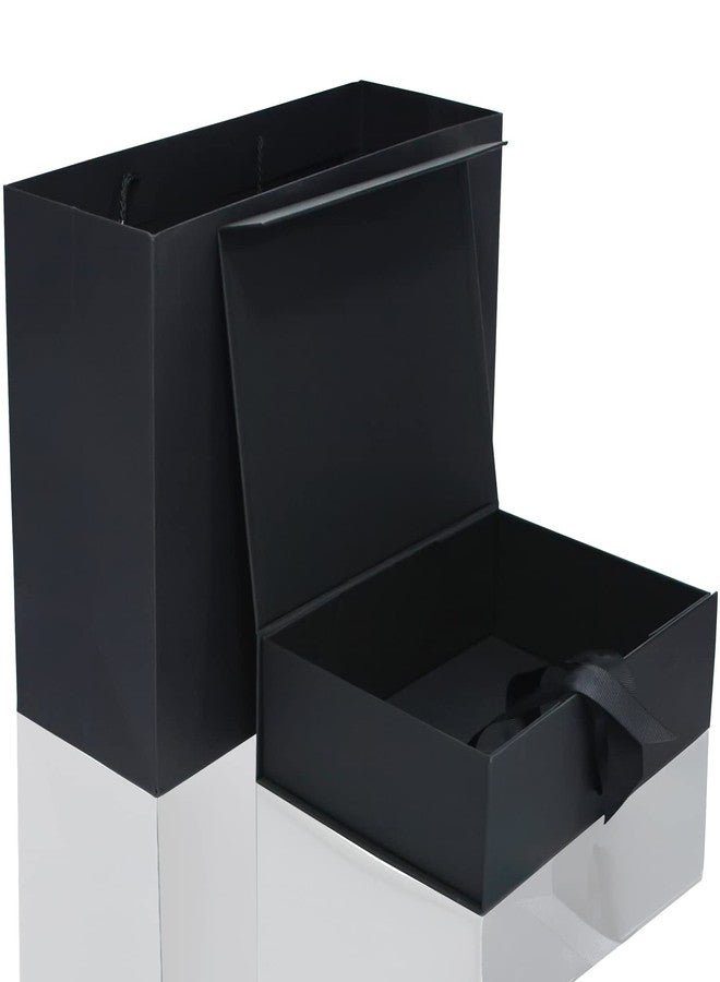 RUIFYRAY Large Black Luxury Magnetic Gift Box with Lid, Ribbons and Gift Bag, 12.2x8.7x4 Inches, Great for Christmas, New Year, Wedding, Birthdays, Man - Image 1